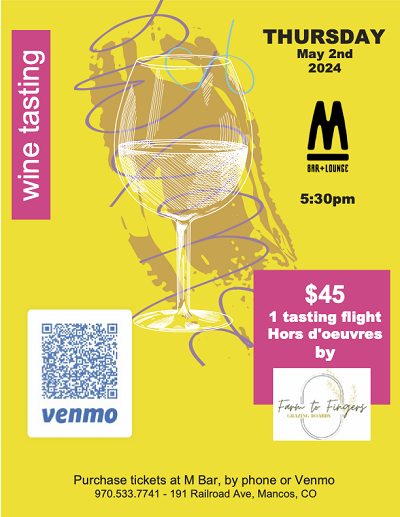 M-Bar and Lounge Wine Tasting, May 2, 5:30 pm