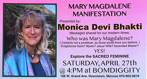 Monica Devi Bhakti at Bomdiggity April 27, 4pm